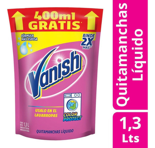 Vanish Quitamanchas Liquido Rosa Doypack Repuesto 1.3 Lt