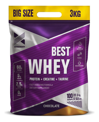 Proteina Xtrenght Whey Best Potenciada Taurina 3 Kg