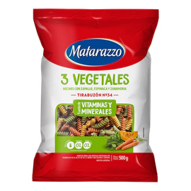 Fideos Matarazzo 3 Vegetales Tirabuzón N°34 500 Gr