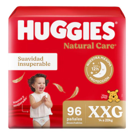 Pañales Huggies Natural Care Xxg Pack Mensual X96 Unidades