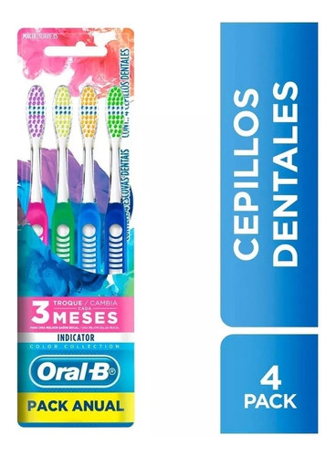 Cepillos Dentales Oral B Indicator Pack Anual X 4 Unidades Multicolor
