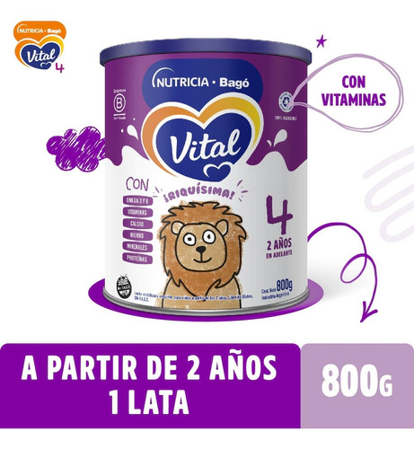 Leche En Polvo Vital 4 Lata Nutricia Bago 800 Gr