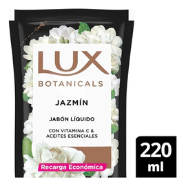 Jabón Líquido Lux Botanicals Jazmín Recarga Económica 220 Ml