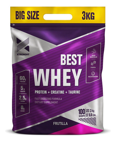 Proteina Xtrenght Whey Best Potenciada Taurina 3 Kg