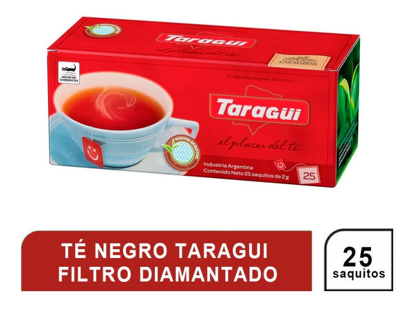 Te Negro En Saquitos Taragui Filtro Diamantado X 25 Saquitos