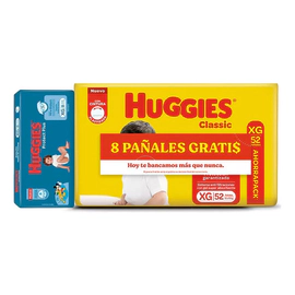 Pañales Huggies Classic X52 Ahorrapack + Protect Plus X8 Xg