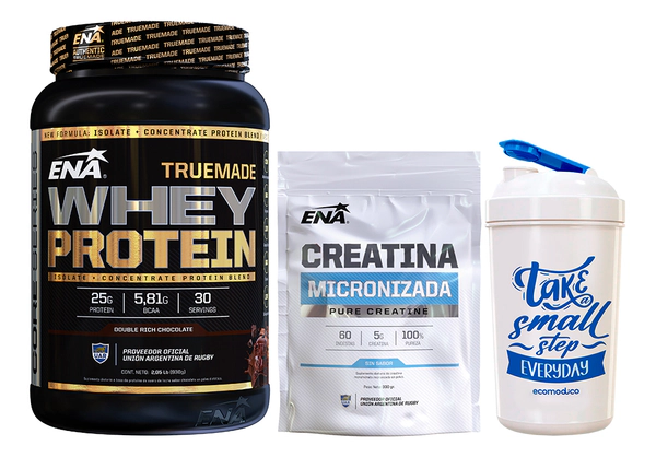Truemade Wheyprotein Ena 2lb + Creatina 300g + vaso