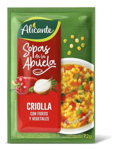Sopa De La Abuela Alicante Criolla Sabor Vegetales 72 Gr