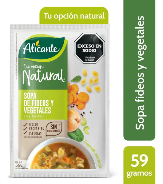 Alicante Sopa Natural Fideos Con Vegetales X 59 Gr