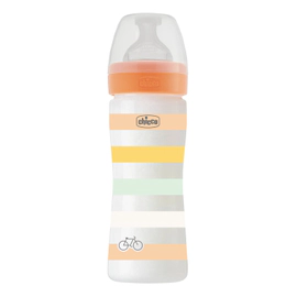 Mamadera Chicco Silicona Wellbeing 250ml 2m+ F. Medio Naranja
