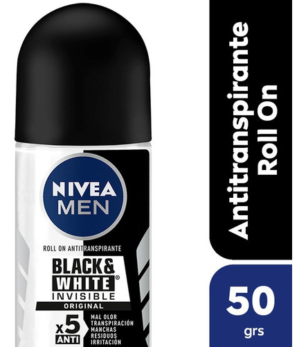 Antitranspirante Nivea Roll On Invisible B&w Power Men 50 Ml