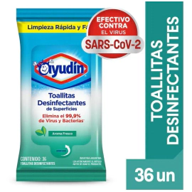 Toallitas Desinfectantes Ayudín Aroma Fresco X 36 Unidades