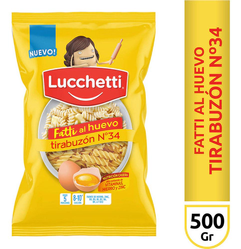 Fideos Tirabuzón Al Huevo N34 Lucchetti 500grs