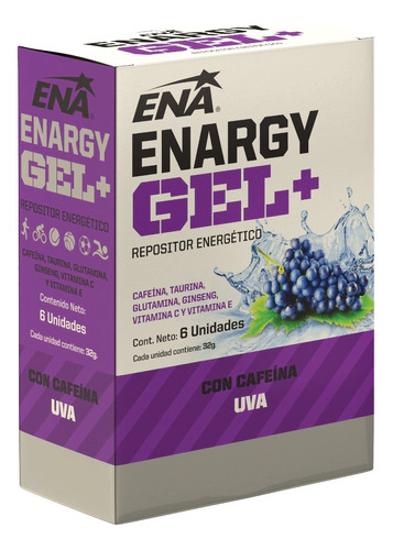 Gel Ena Sabor Uva Enargy Gel Cafeina Caja 6 Un.