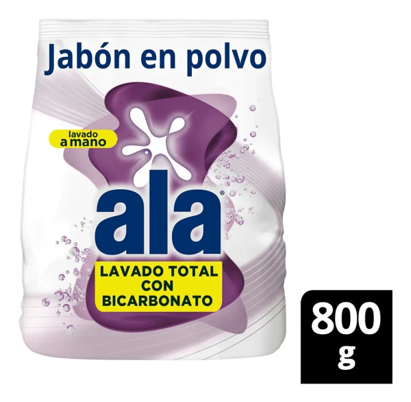 Jabon En Polvo Ala Alta Espuma Con Bicarbonato 800 Gr