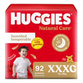 Pañales Huggies Natural Care XXXg Pack Mensual X92 Unidades