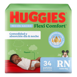 Pañales Huggies Flexi Comfort Rn Edición Limitada x34 Unidades