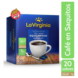 Cafe En Saquitos La Virginia Torrado Equilibrado 20 Sobres