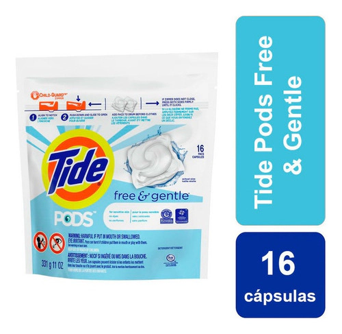 Jabon En Capsulas Tide Pods Free & Gentle 16 Lavados