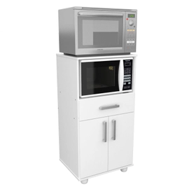 Mueble Para Microondas Y Horno Eléctrico Puertas Y Cajón Blanco