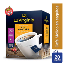 Cafe En Saquitos La Virginia Puro Aroma 7 Gr Caja 20 Un