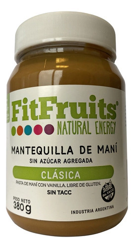 Mantequilla De Mani Fitfruits Natural Sin Azucar 500 Gr