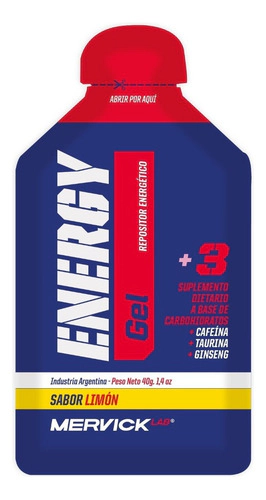 Gel Energy Mervick Lab Repositor Energetico Cafeína 12 Un