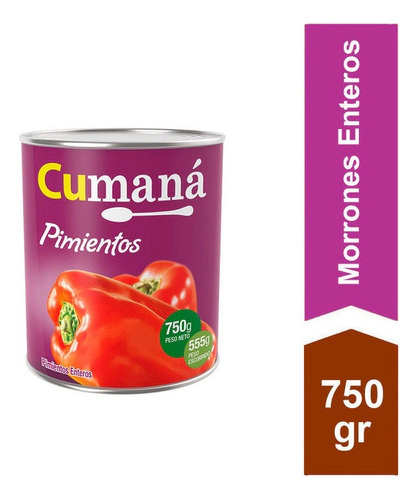 Pimientos Morrones Enteros Cumana Lata X 750 Gr