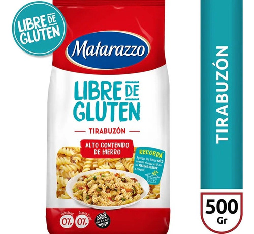 Fideos Matarazzo Libre De Gluten Tirabuzón Hierro 500 Gr
