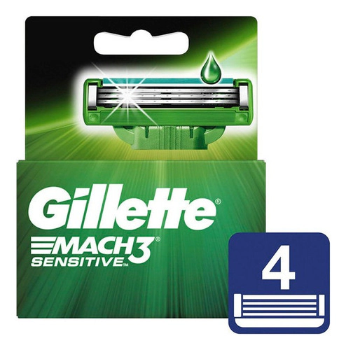 Repuesto Afeitadora Gillette Mach 3 Sensitive 4 Cartuchos