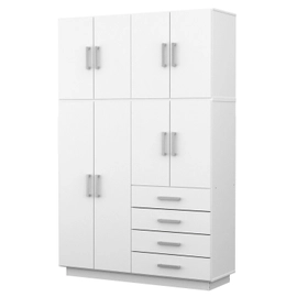 Placard Ropero 8 Puertas 4 Cajones Con Baulera Dakar Blanco