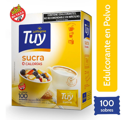 Edulcorante Tuy En Polvo Sucra Equilibrado 100 Sobres