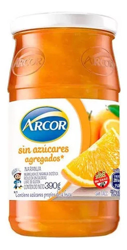 Mermelada Arcor De Naranja Sin Azucar Agregada 390 Gr