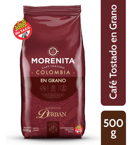 Cafe En Granos Morenita Tostado Colombia 500 Gr