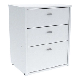 Mesa De Luz Melamina Mosconi Nature 3 Cajones Blanco