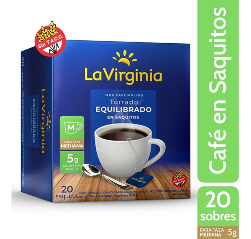Cafe En Saquitos La Virginia Torrado Equilibrado 20 Sobres