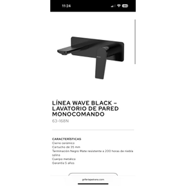 GRIFERÍA LAVATORIO PARED EMB MONOC BLACK WAVE