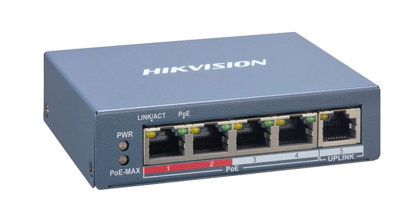 Switches - Hikvision - DS-3E1105P-EI/M - 5 puertos 10/100 Mbps - PoE 58W total
