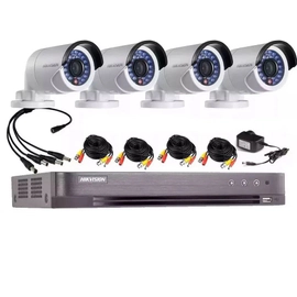 Kit DVR - Hikvision - 7216HQHI - 4 Cámaras 16D0T + Cableado CCTV