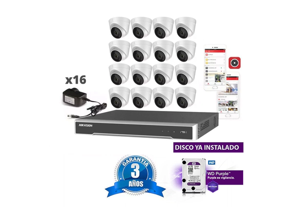 Kit Ip 7616 + 16 1323 + Fuente + Disco