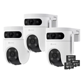 Kit x3 Cámara de Seguridad 2K - EZVIZ - H9C - Domo PTZ - WiFi + Memoria 128GB