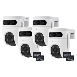 Kit x4 Cámara de Seguridad 2K - EZVIZ - H9C - Domo PTZ - WiFi + Memoria 64GB