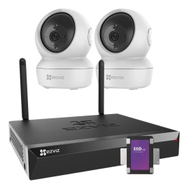 Kit NVR Ezviz 4CH + 2 Cámaras Full HD C6N Domo PT WiFi + 1TB