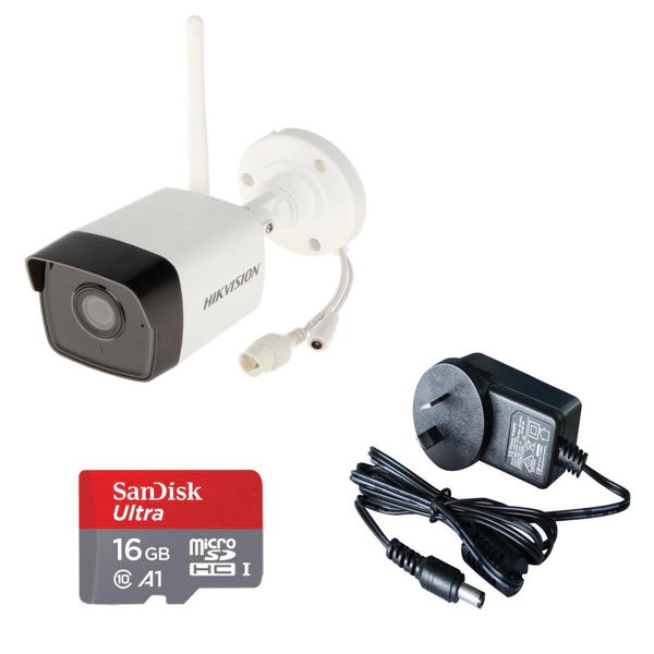 Kit Camara Bullet IP 1021 - Hikvision - WiFi + Fuente 12V 1A + SD 16GB