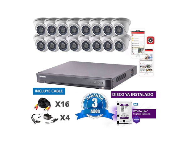 Kit Turbo 7216hqhi + 16 56d0t + Disco + Cable20m