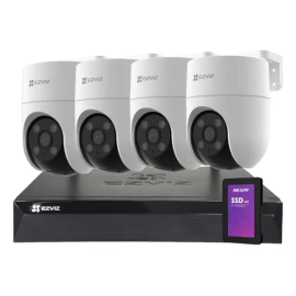 Kit NVR Ezviz 4CH + 4 Cámaras Full HD H8C Domo PT WiFi Exterior + 1TB