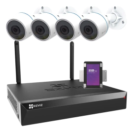 Kit NVR Ezviz 4CH + 4 Cámaras Full HD  H3C Bullet WiFi + 1TB