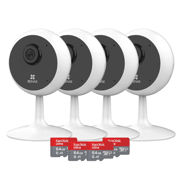 Kit x4 - Cámara Mini WiFi Interior - C1C - Ezviz - Full HD + SD 64GB