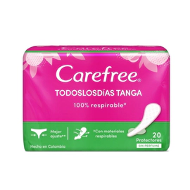 Carefree Protectores Diarios Tanga Sin Perfume Neutraliza Olores x 20 un