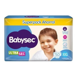 Babysec Ultra Sec Hiper Pack Pañales Xxg 50 Unidades